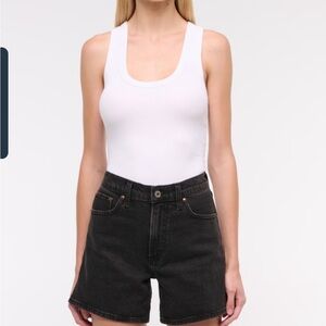 NWT Abercrombie & Fitch High Rise Dad Short Denim Shorts Washed Black 4 27” New